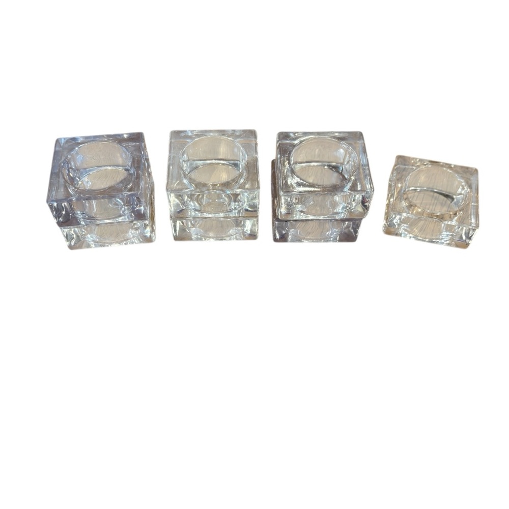 Vintage Clear Lucite Square Napkin Rings 7